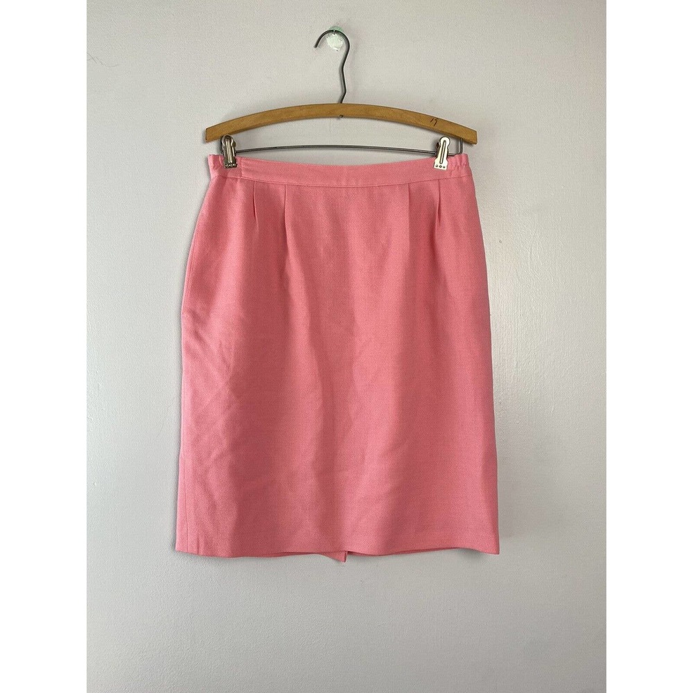 Vintage Skirt 100% Wool Pencil Light Pink Designer Women's 6 / 28"